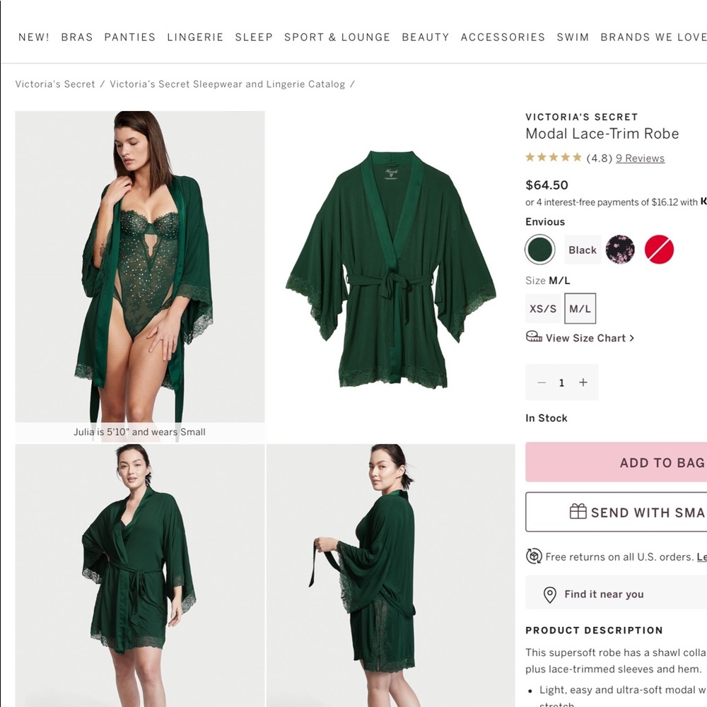 Victoria’s Secret NWT lace robe M/L, purple
